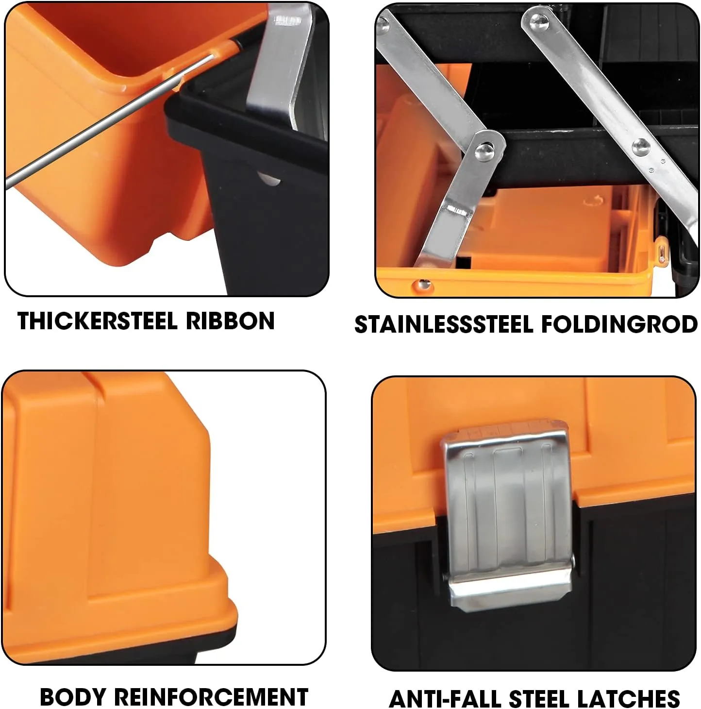 Torin 17-Inch Plastic Tool Box,3-Tiers Multi-Function Storage Portable Toolbox Organizer, Black/Orange ATRJH-3430T