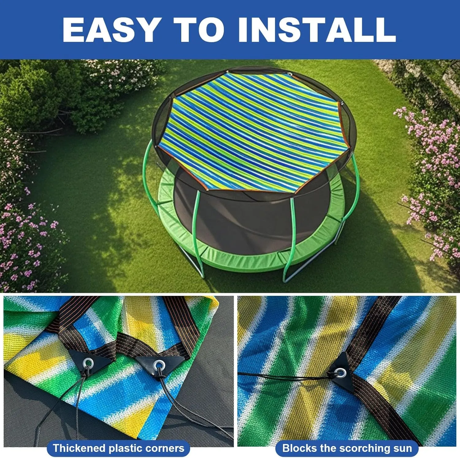 Trampoline Shade Cover 6ft 8ft 10ft 12ft 14ft 15ft 16ft Trampoline Tent Cover, Ventilation Trampoline Sun Shade for Utdoor Backyard Garden(14FT-6)