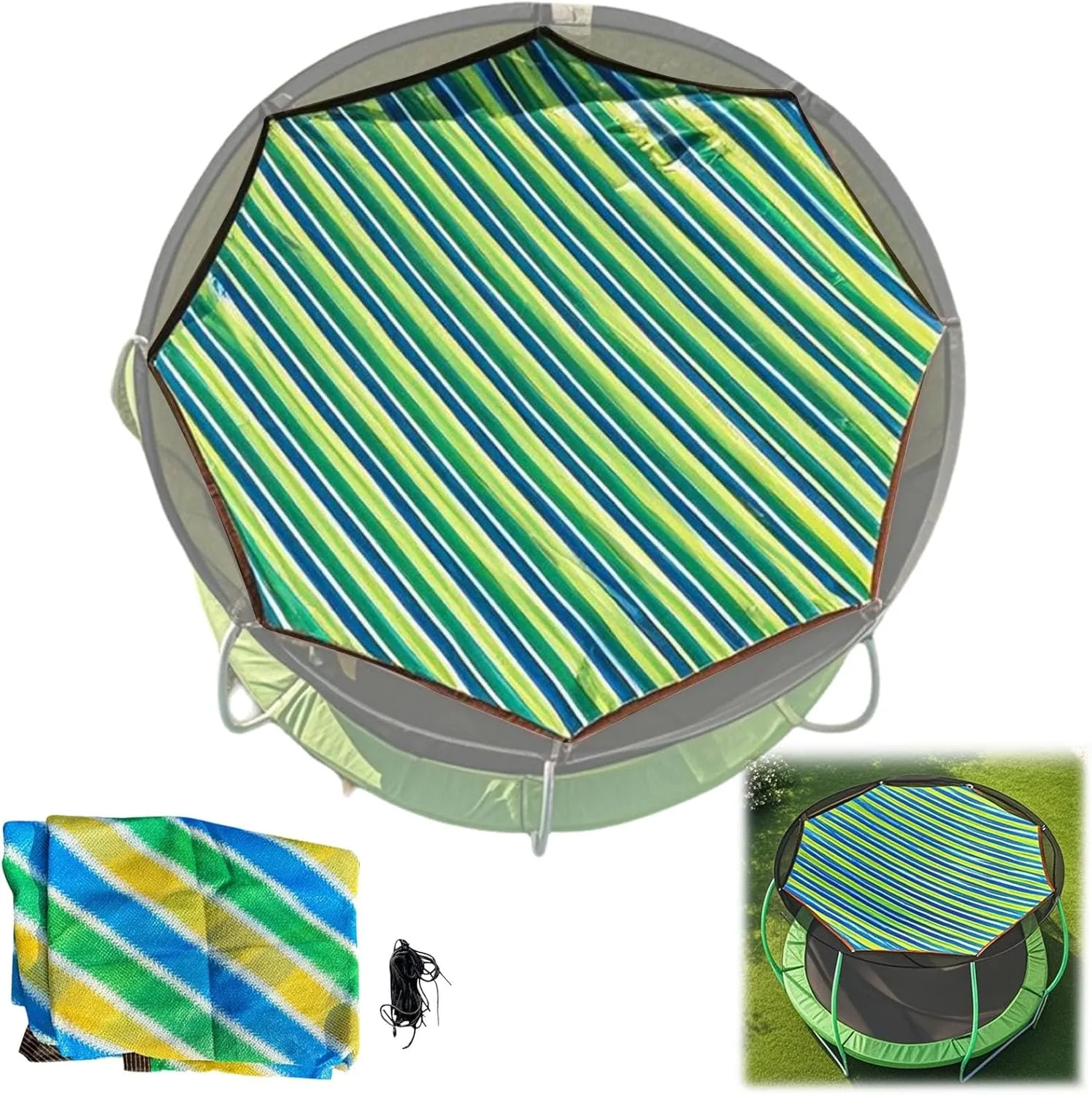 Trampoline Shade Cover 6ft 8ft 10ft 12ft 14ft 15ft 16ft Trampoline Tent Cover, Ventilation Trampoline Sun Shade for Utdoor Backyard Garden(14FT-6)
