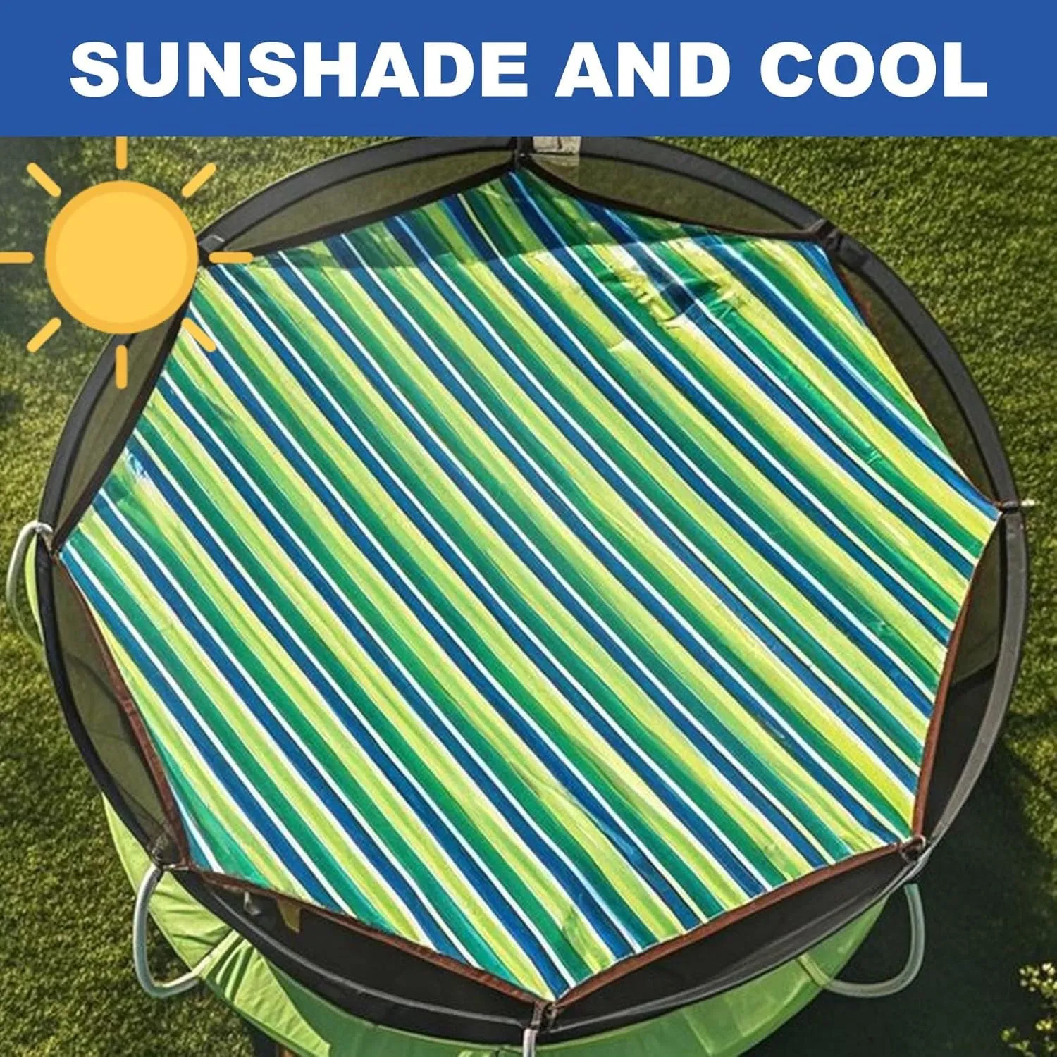 Trampoline Shade Cover 6ft 8ft 10ft 12ft 14ft 15ft 16ft Trampoline Tent Cover, Ventilation Trampoline Sun Shade for Utdoor Backyard Garden(14FT-6)