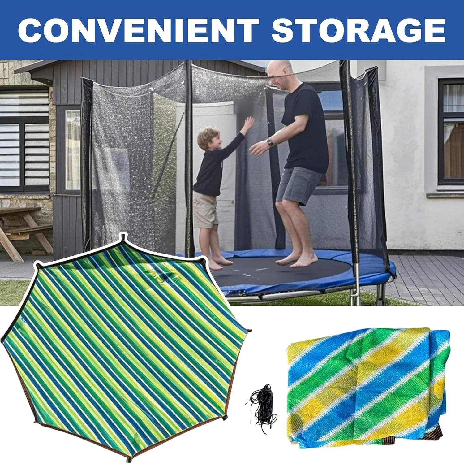 Trampoline Shade Cover 6ft 8ft 10ft 12ft 14ft 15ft 16ft Trampoline Tent Cover, Ventilation Trampoline Sun Shade for Utdoor Backyard Garden(14FT-6)