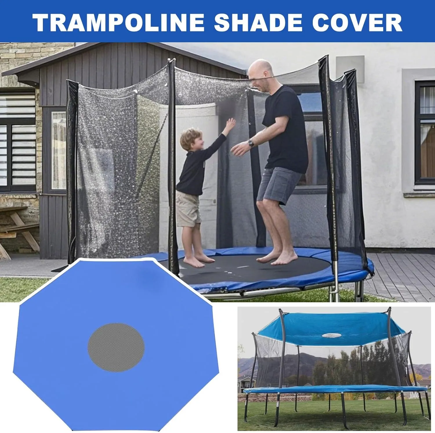 Trampoline Shade Cover, 6ft 8ft 10ft 12ft 14ft Trampoline Tent, Round Outdoor Trampolines Sunshade Accessories, Easy to Install Trampoline Cover(8FT-6)