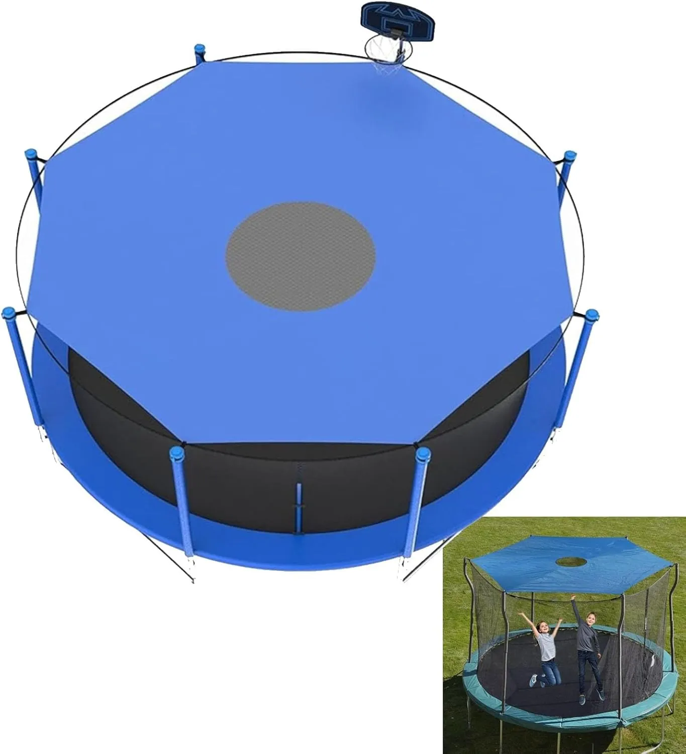 Trampoline Shade Cover, 6ft 8ft 10ft 12ft 14ft Trampoline Tent, Round Outdoor Trampolines Sunshade Accessories, Easy to Install Trampoline Cover(8FT-6)