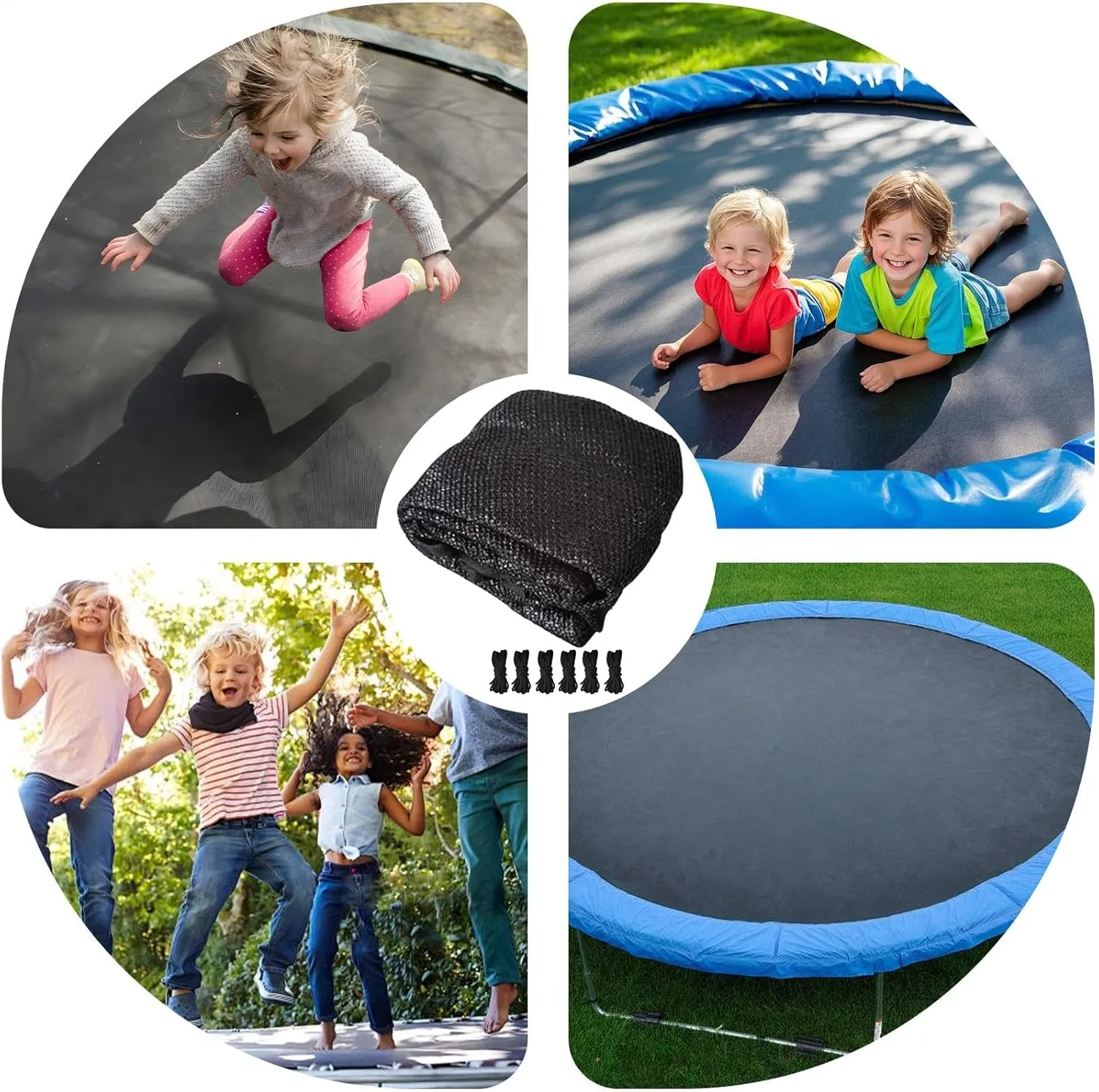 Trampoline Shade Cover, 6ft 8ft 10ft 12ft 14ft Trampoline Top Shade Cover, Sun Shades Covers for Trampolines, UV & Leaves Resistant Trampolines Canopy, for Backyard Playground