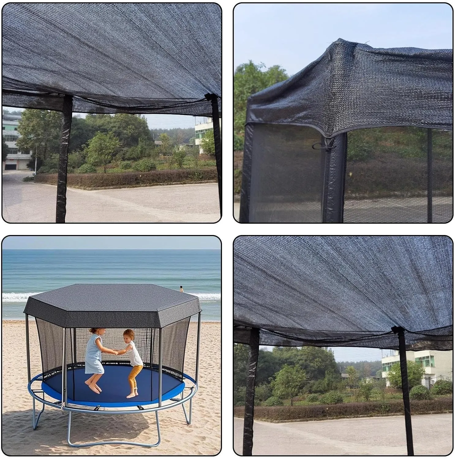 Trampoline Shade Cover, 6ft 8ft 10ft 12ft 14ft Trampoline Top Shade Cover, Sun Shades Covers for Trampolines, UV & Leaves Resistant Trampolines Canopy, for Backyard Playground