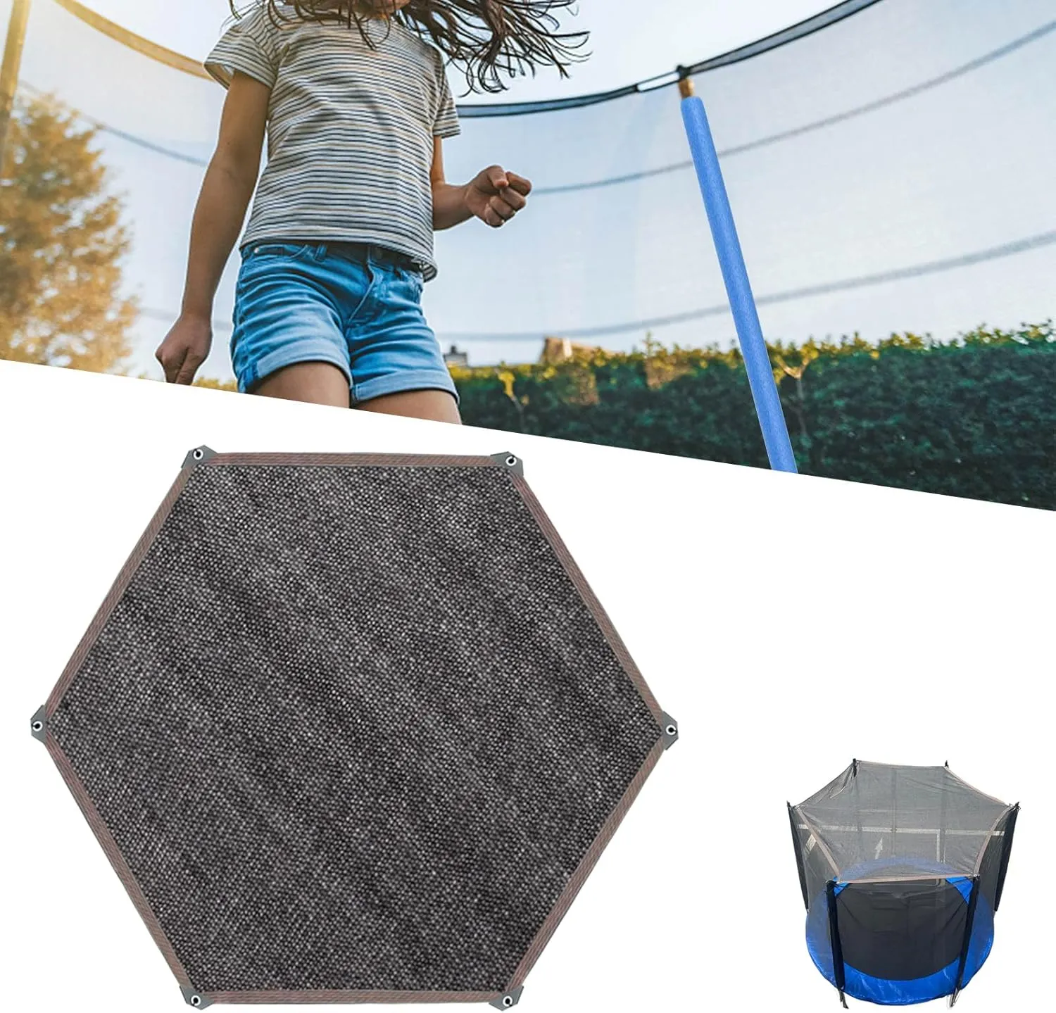 Trampoline Shade Cover, Outdoor Sunshade Tent Top Cover, 6ft 8ft 10ft 12ft 14ft Trampoline Canopy Sun Protection for Backyard Playground Garden