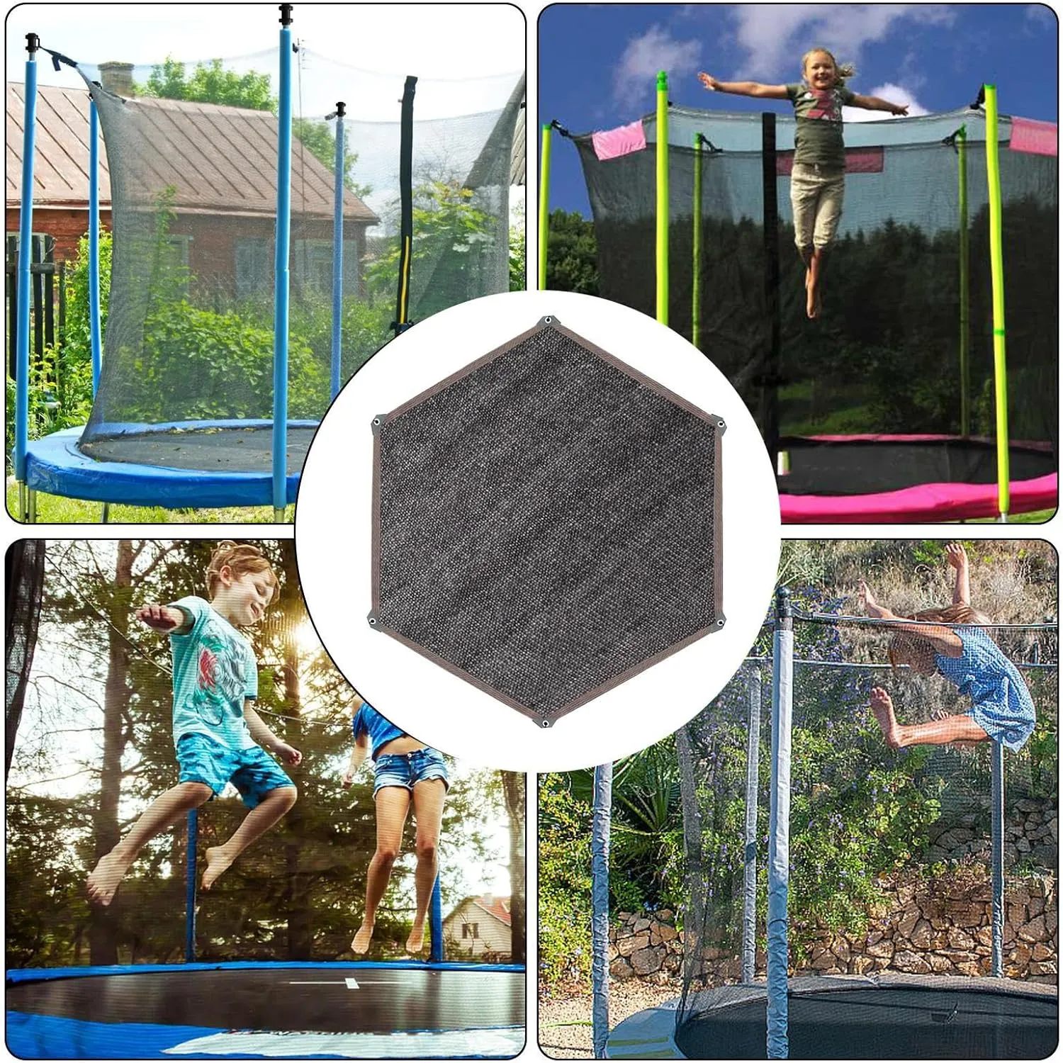 Trampoline Shade Cover, Outdoor Sunshade Tent Top Cover, 6ft 8ft 10ft 12ft 14ft Trampoline Canopy Sun Protection for Backyard Playground Garden
