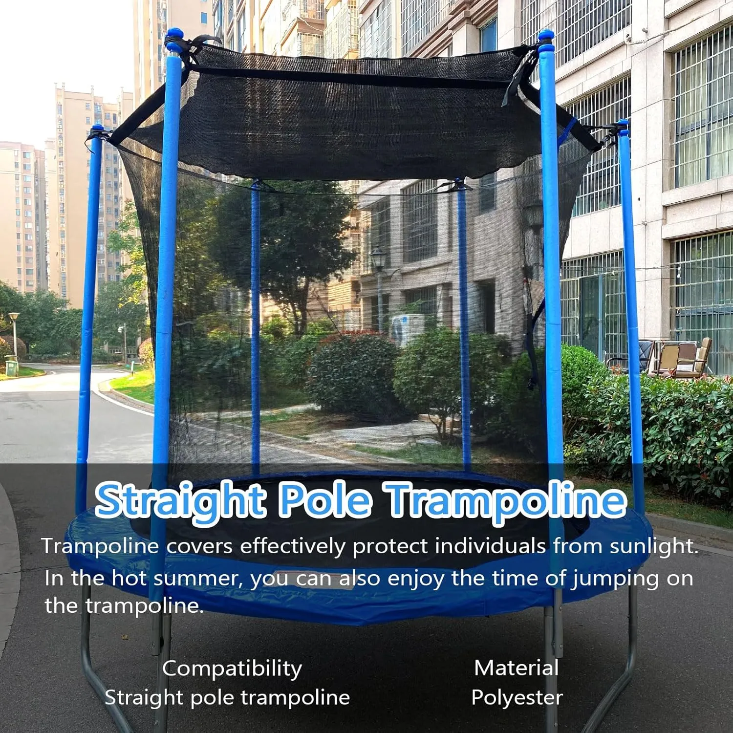 Trampoline Shade Cover, Trampoline Cover for 8FT 10FT 12FT 14FT 16FT Straight Pole Round Trampoline Sun Protection, Easy to Install,for Backyard Playground (12FT 6 Poles)