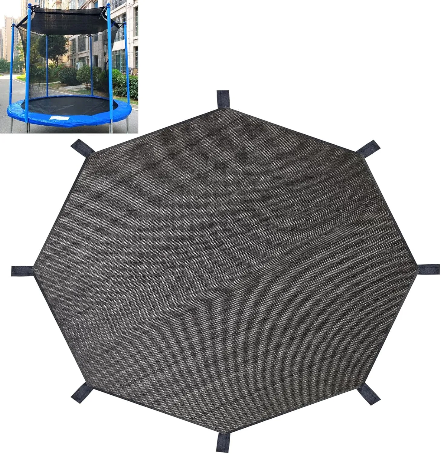 Trampoline Shade Cover, Trampoline Cover for 8FT 10FT 12FT 14FT 16FT Straight Pole Round Trampoline Sun Protection, Easy to Install,for Backyard Playground (14FT 8 Poles)