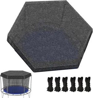 Trampoline Sun Shade Cover, Breathable Sunscreen Canopy, Outdoor Anti-UV Insulation Net Anti-Leaf Tops Cover, Black