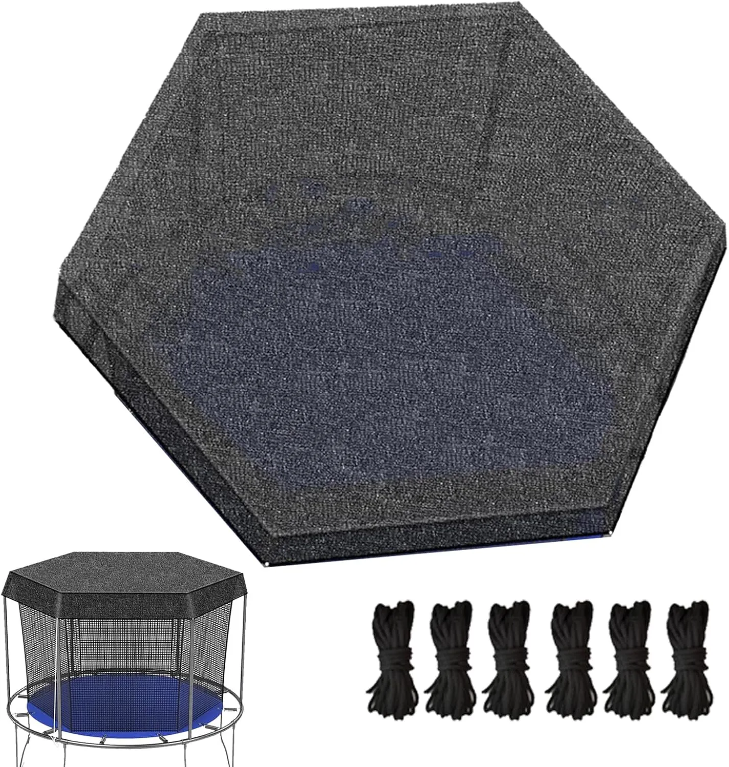 Trampoline Sun Shade Cover, Breathable Sunscreen Canopy, Outdoor Anti-UV Insulation Net Anti-Leaf Tops Cover, Black