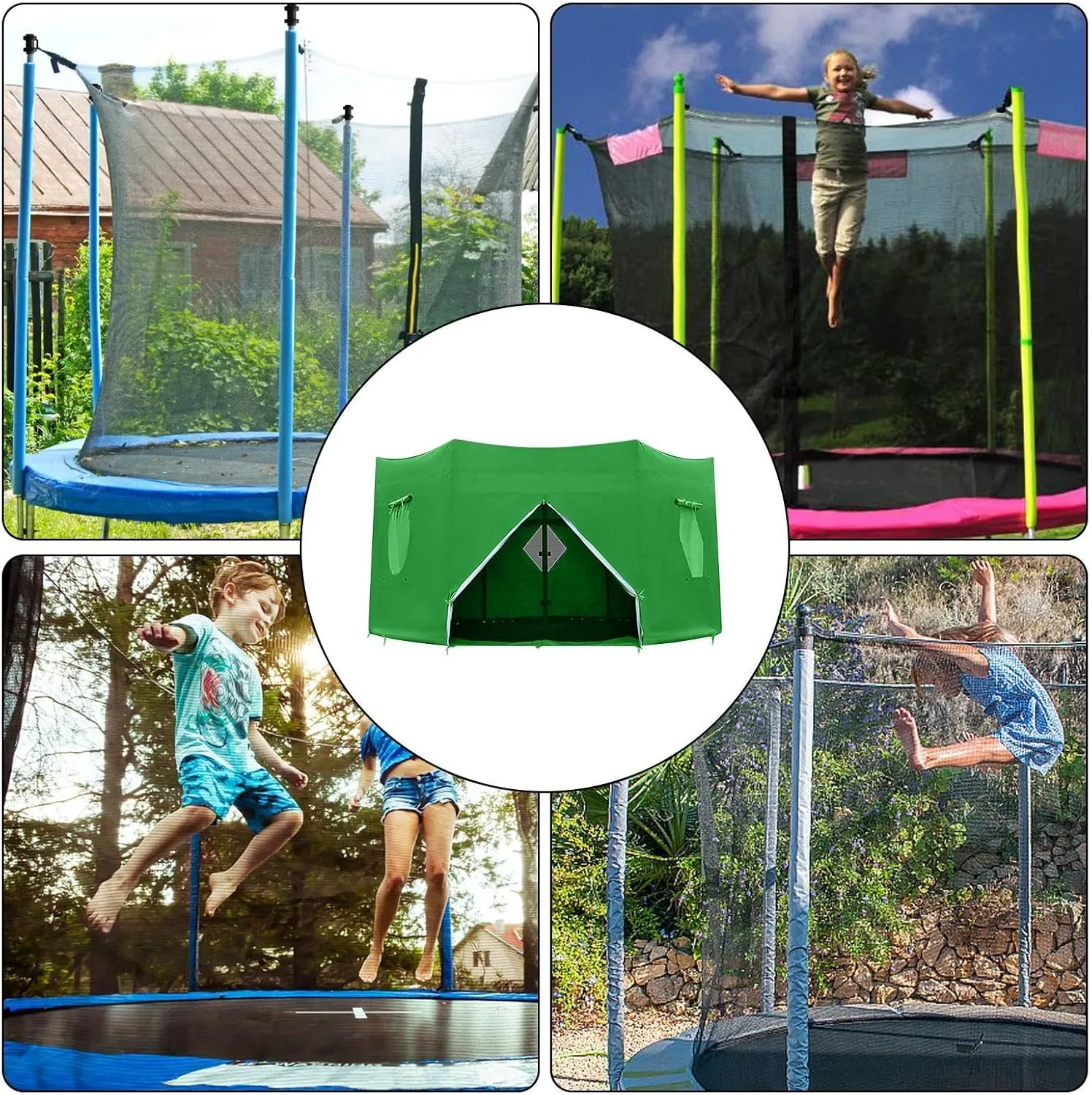 Trampoline Top Cover - Anti-UV Trampoline Protection Awning Trampoline Sunshad | Multipurpose Trampoline Canopy Trampoline Sun Cover for 6 Poles Trampoline