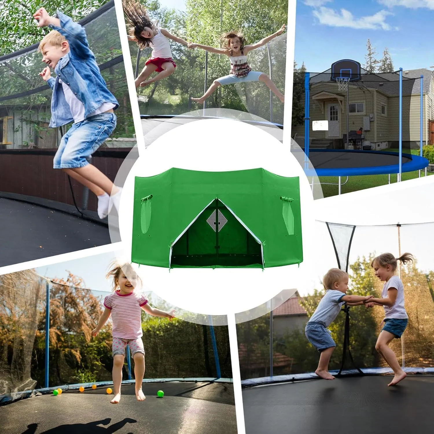 Trampoline Top Cover - Anti-UV Trampoline Protection Awning Trampoline Sunshad | Multipurpose Trampoline Canopy Trampoline Sun Cover for 6 Poles Trampoline