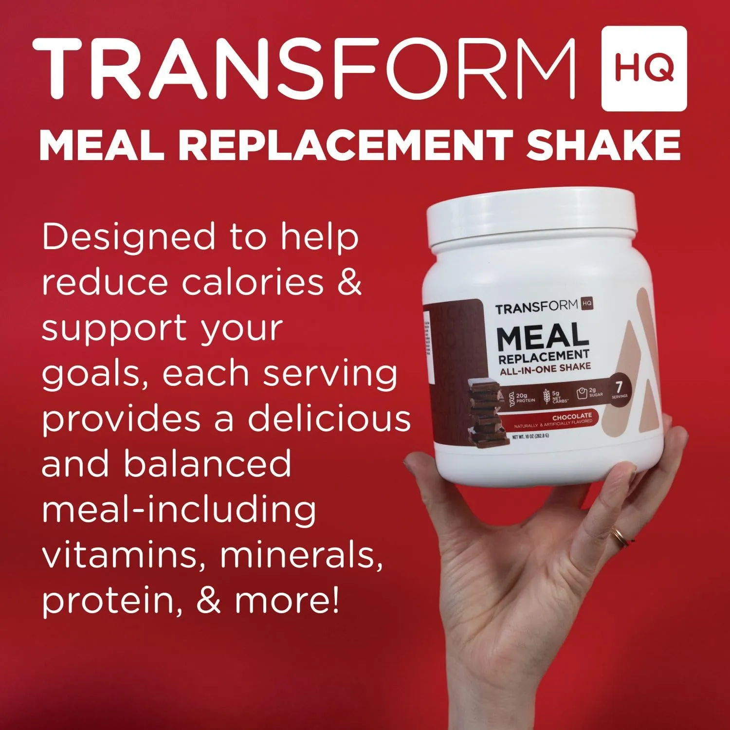 TransformHQ Meal Replacement Shake Powder 7 Servings (Strawberry & Cream) - Gluten Free, Non-GMO