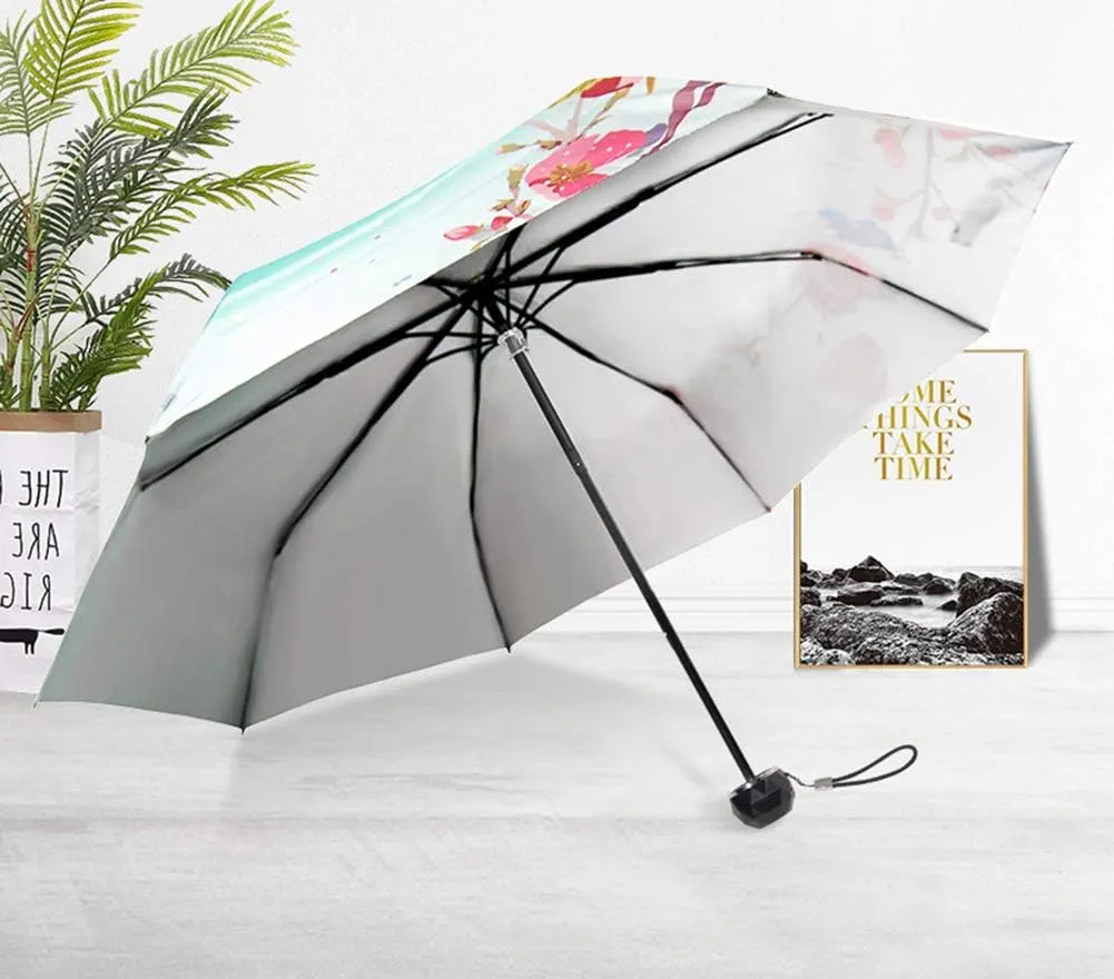 Travel Compact Art Umbrella Foldable Windproof UV Protection Sun Rain Umbrella for Women