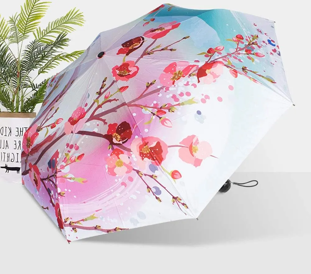 Travel Compact Art Umbrella Foldable Windproof UV Protection Sun Rain Umbrella for Women
