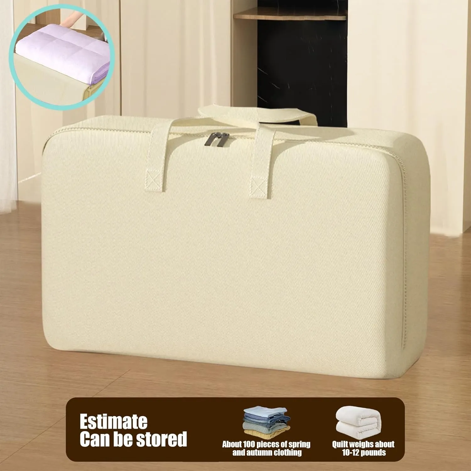 Travel Duffel Bag, Thicken Storage Bag With Double Zipper, For Clothes Toys Christmas Decoration Organizer, Foldable & Save-Spacing