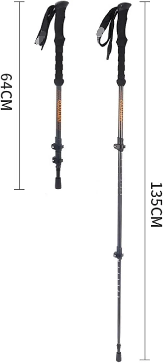 Travel Trekking Pole Lightweight Hiking Poles Walking Sticks Foldable Carbon Fiber with Quick Flip Lock for Camping Outdoor Activities