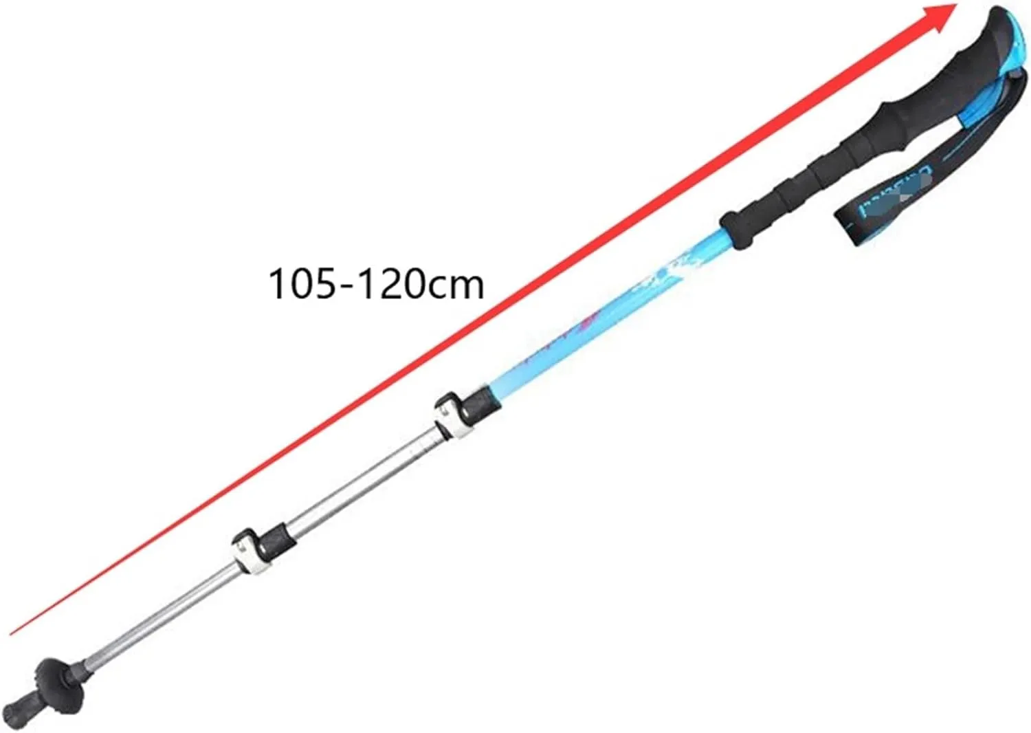 Travel Trekking Pole Outdoor Carbon Fiber Trekking Poles Climbing Poles Telescopic Climbing Pole Foldable Portable Outdoor Activities(Blue)