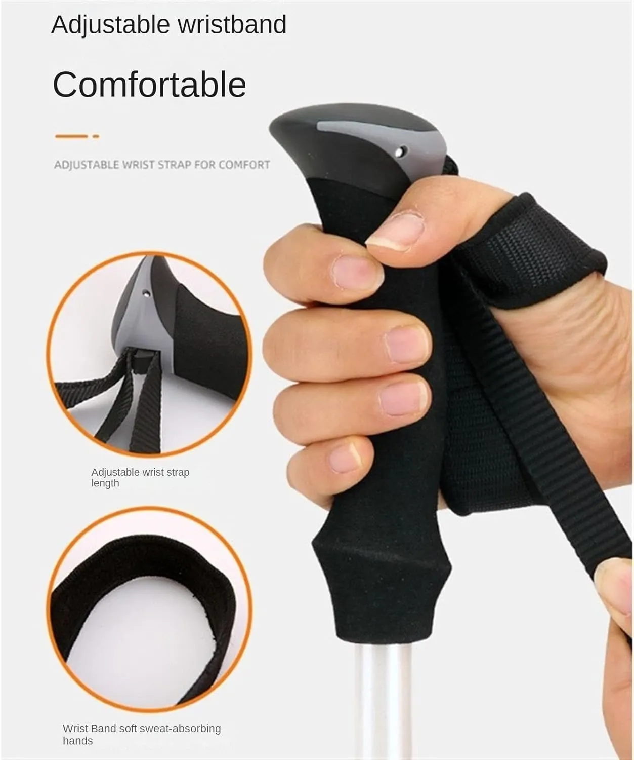 Travel Trekking Pole Outdoor Trekking Poles Carbon Fiber Trekking Poles Telescopic Climbing Pole Foldable Portable Outdoor Activities(Black)