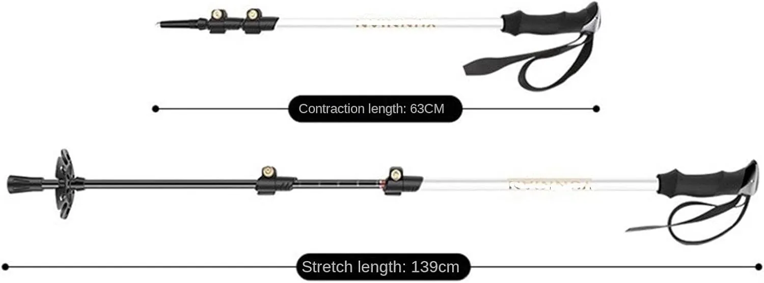 Travel Trekking Pole Outdoor Trekking Poles Carbon Fiber Trekking Poles Telescopic Climbing Pole Foldable Portable Outdoor Activities(Black)