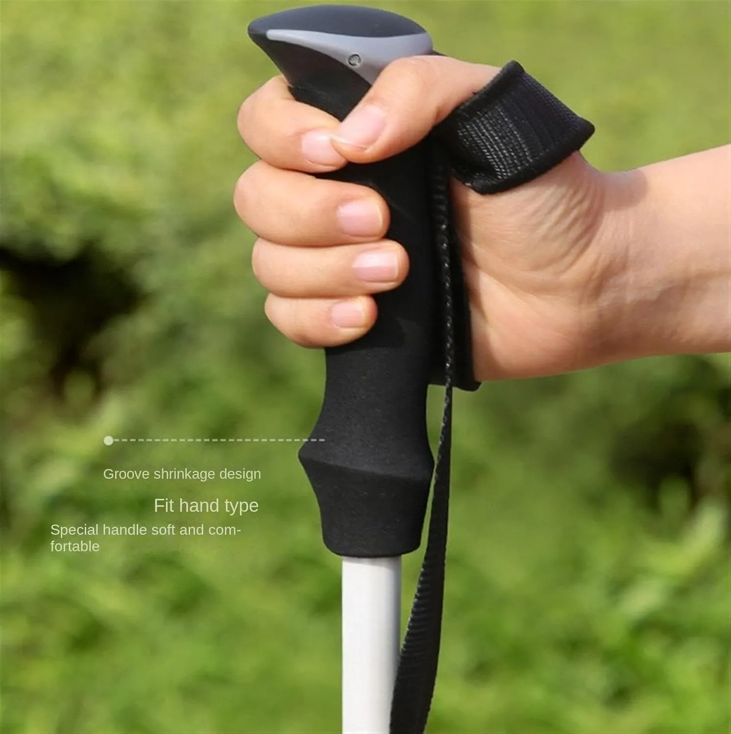 Travel Trekking Pole Outdoor Trekking Poles Carbon Fiber Trekking Poles Telescopic Climbing Pole Foldable Portable Outdoor Activities(Black)