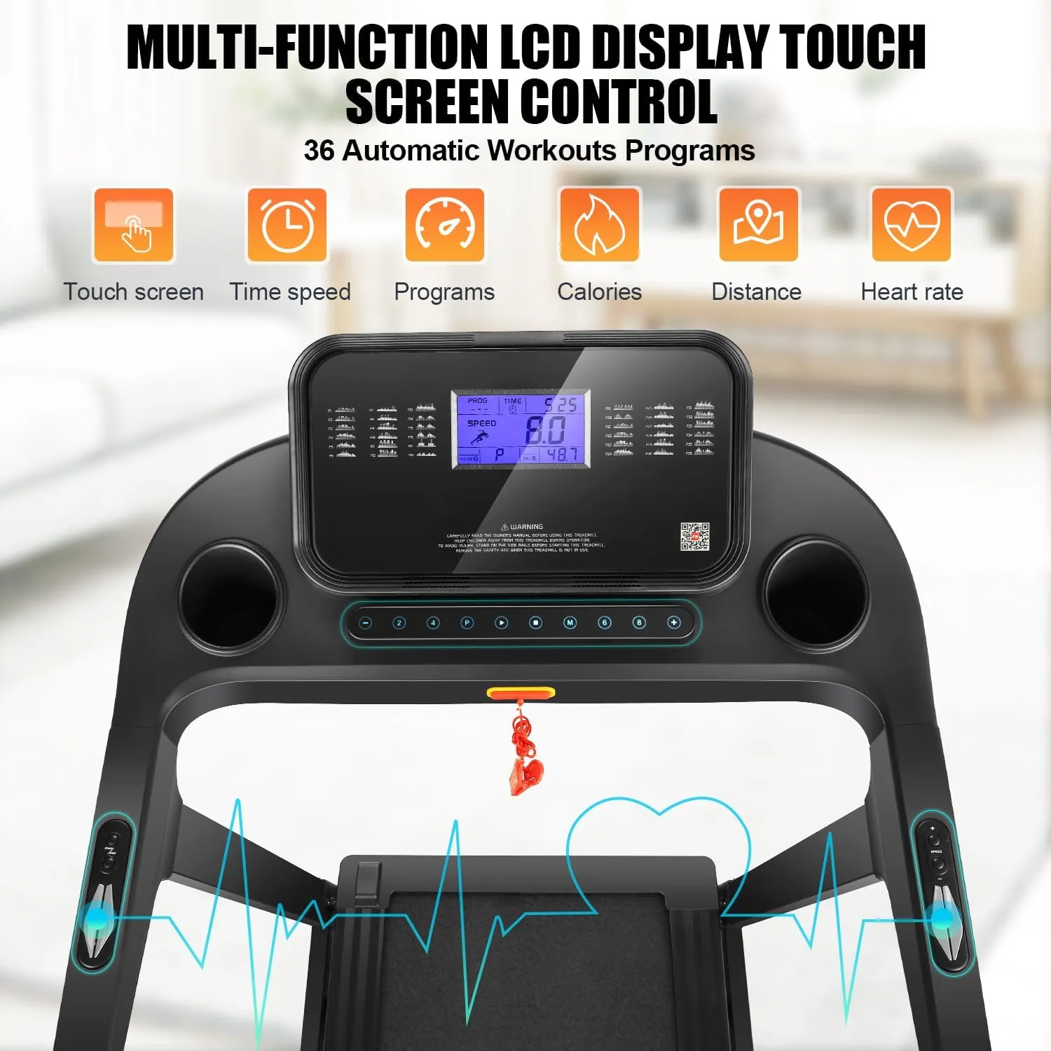 Treadmills with Incline for Home,Foldable Wide Belt Treadmill,300 lb Capacity Running Machine with 3.25HP,Bluetooth Audio Speakers,LCD Screen,10MPH