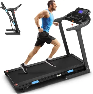 Treadmills with Incline for Home,Foldable Wide Belt Treadmill,300 lb Capacity Running Machine with 3.25HP,Bluetooth Audio Speakers,LCD Screen,10MPH