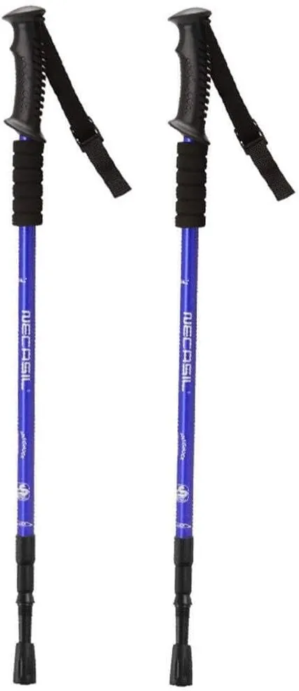 Trekking Poles 2-pc Pack Ultralight Aluminum Hiking Pole Walking Sticks Telescopic with Antishock for Camping Mountaining Backpacking Trekking (Blue)