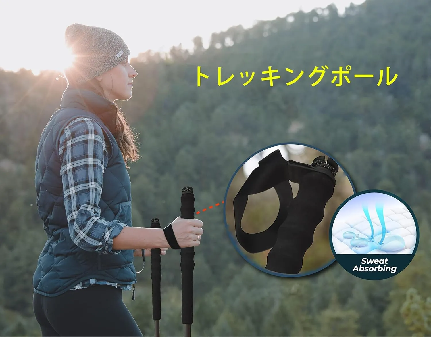 Trekking Poles Carbon Fiber 5 Sections, Set of 2, Hiking Poles Mountaineering Equipment Walk Cap Moisture Wicking with Storage Bag,Unisex