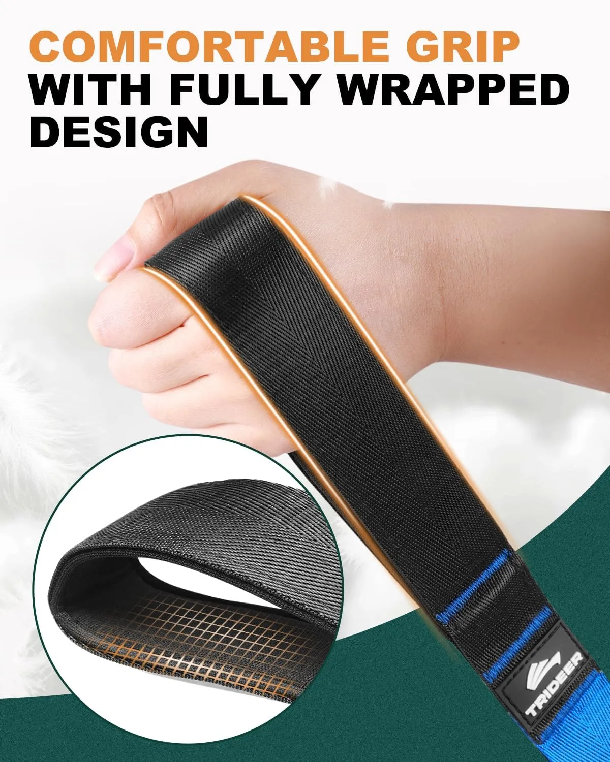 Trideer Stretching Strap for Physical Therapy, Non-Elastic Yoga Strap with 10 Loops, Durable Nylon Stretch Bands for Exercise, Pilates, Gymnastics, Leg Stretcher with Training Manual and Poster