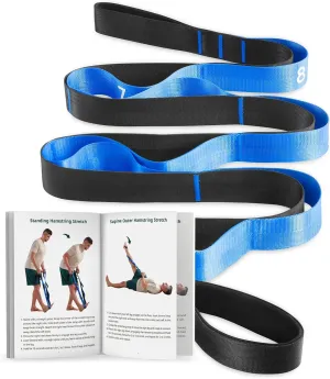 Trideer Stretching Strap for Physical Therapy, Non-Elastic Yoga Strap with 10 Loops, Durable Nylon Stretch Bands for Exercise, Pilates, Gymnastics, Leg Stretcher with Training Manual and Poster
