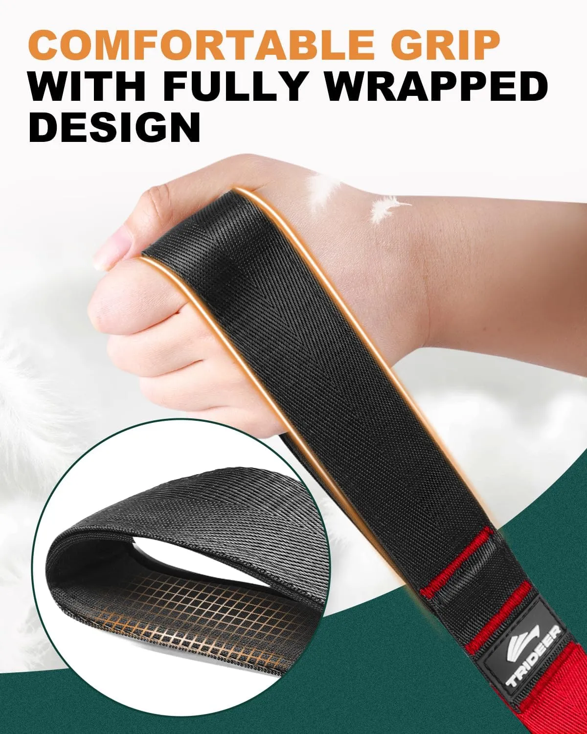 Trideer Stretching Strap for Physical Therapy, Non-Elastic Yoga Strap with 10 Loops, Durable Nylon Stretch Bands for Exercise, Pilates, Gymnastics, Leg Stretcher with Training Manual and Poster