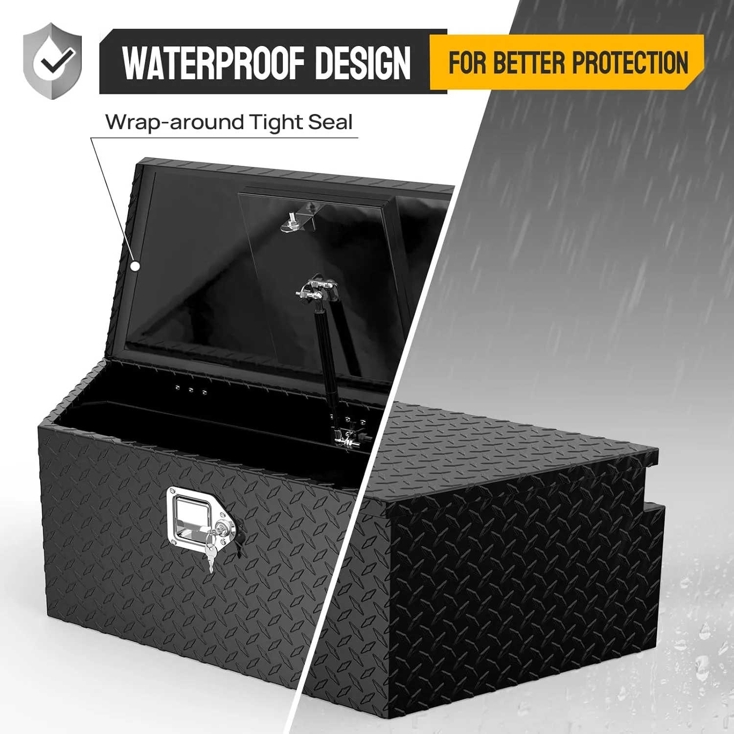 TUFFIOM 39" Aluminum Truck Bed Tool Box, Heavy Duty Diamond Plate Trailer Tool Box with Lock Keys, Tool Storage Organizer Chest for Pick up,Truck Bed,ATV,RV Trailer