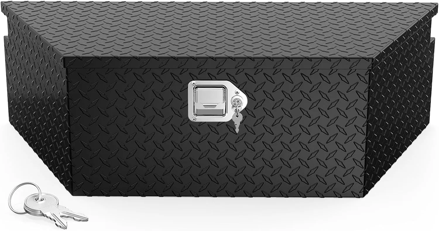 TUFFIOM 39" Aluminum Truck Bed Tool Box, Heavy Duty Diamond Plate Trailer Tool Box with Lock Keys, Tool Storage Organizer Chest for Pick up,Truck Bed,ATV,RV Trailer