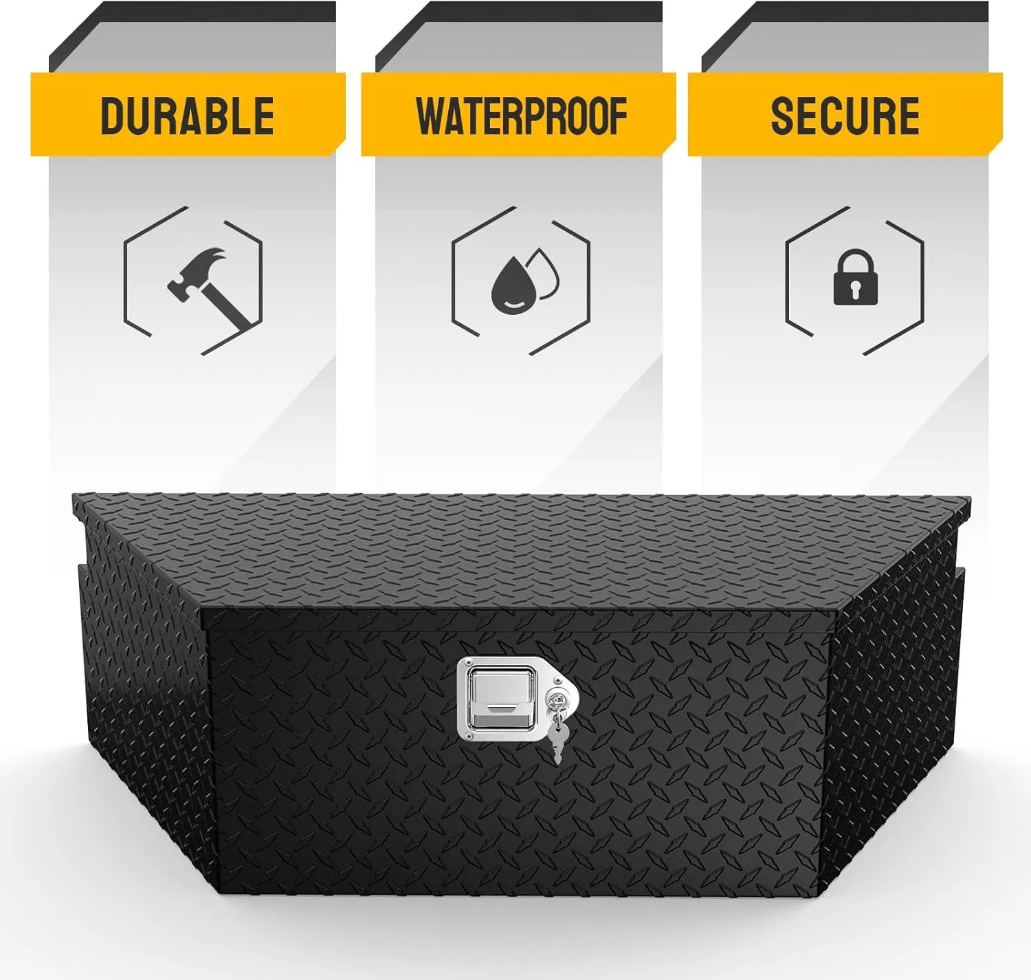 TUFFIOM 39" Aluminum Truck Bed Tool Box, Heavy Duty Diamond Plate Trailer Tool Box with Lock Keys, Tool Storage Organizer Chest for Pick up,Truck Bed,ATV,RV Trailer