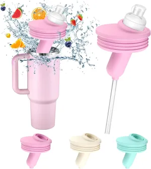 Tumbler Adapter for Stanley to Cirkul | Leak-Proof Silicone, Food-Grade Material, Compatible with 40oz & 64oz Stanley Quencher H2.0 FlowState Tumblers and Cirkul Flavor Cartridges (White) (Pink)
