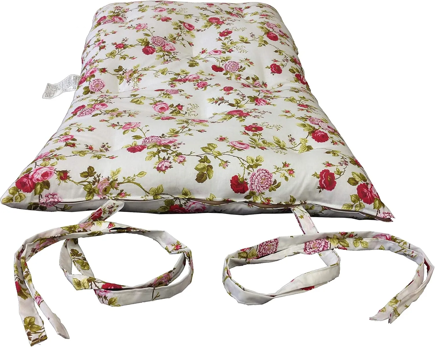 Twin Size Traditional Japanese Floor Futon Mattresses, Tatami Foldable Cushion Mats, Yoga, Meditaion 39" Wide X 80" Long (Red Rose White)