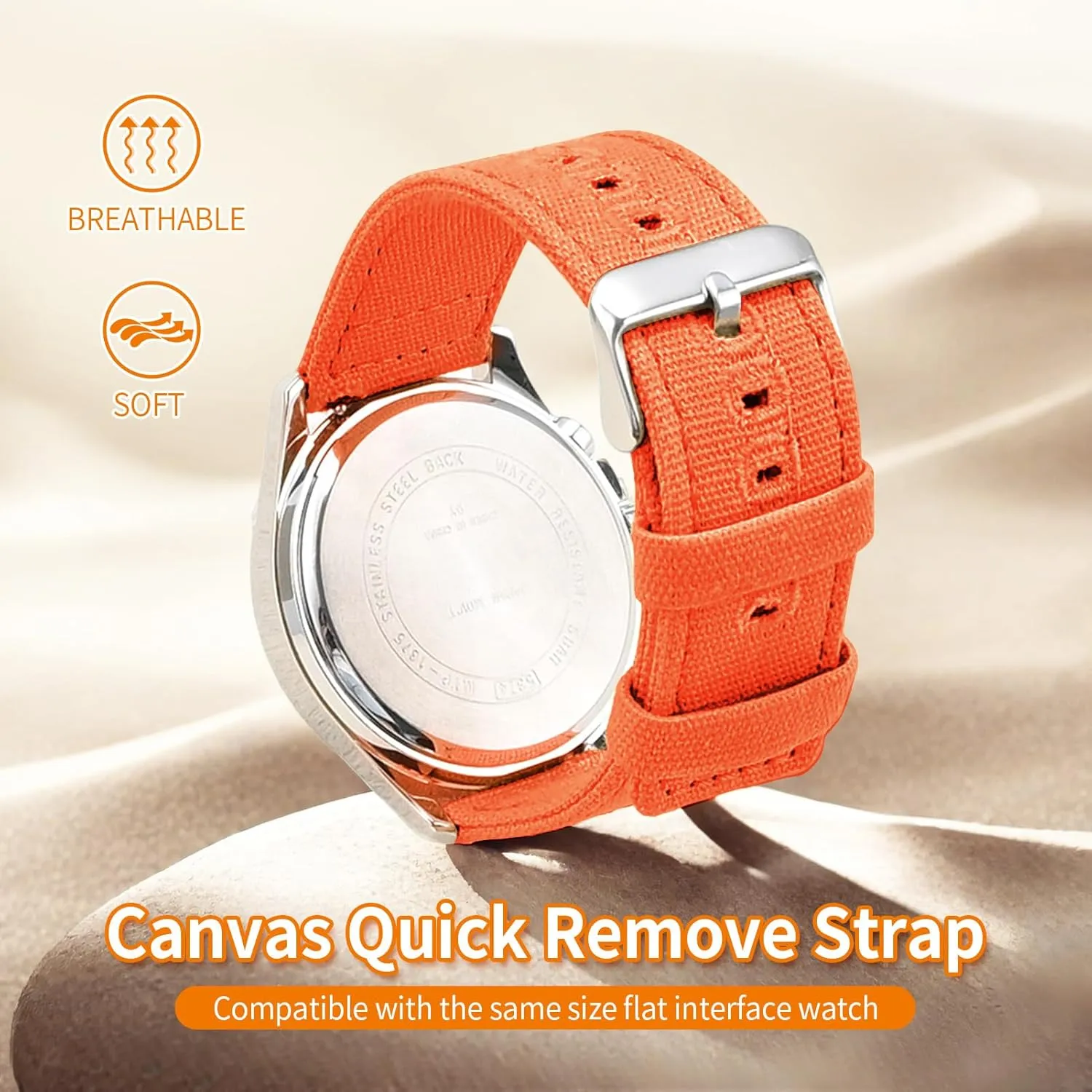 ULLCHRO Canvas Watch Band Straps - Quick Release - Replacement Bands for Men Women - Wristbands Bracelet for Watch - Choice of 18mm 19mm 20mm 22mm 24mm