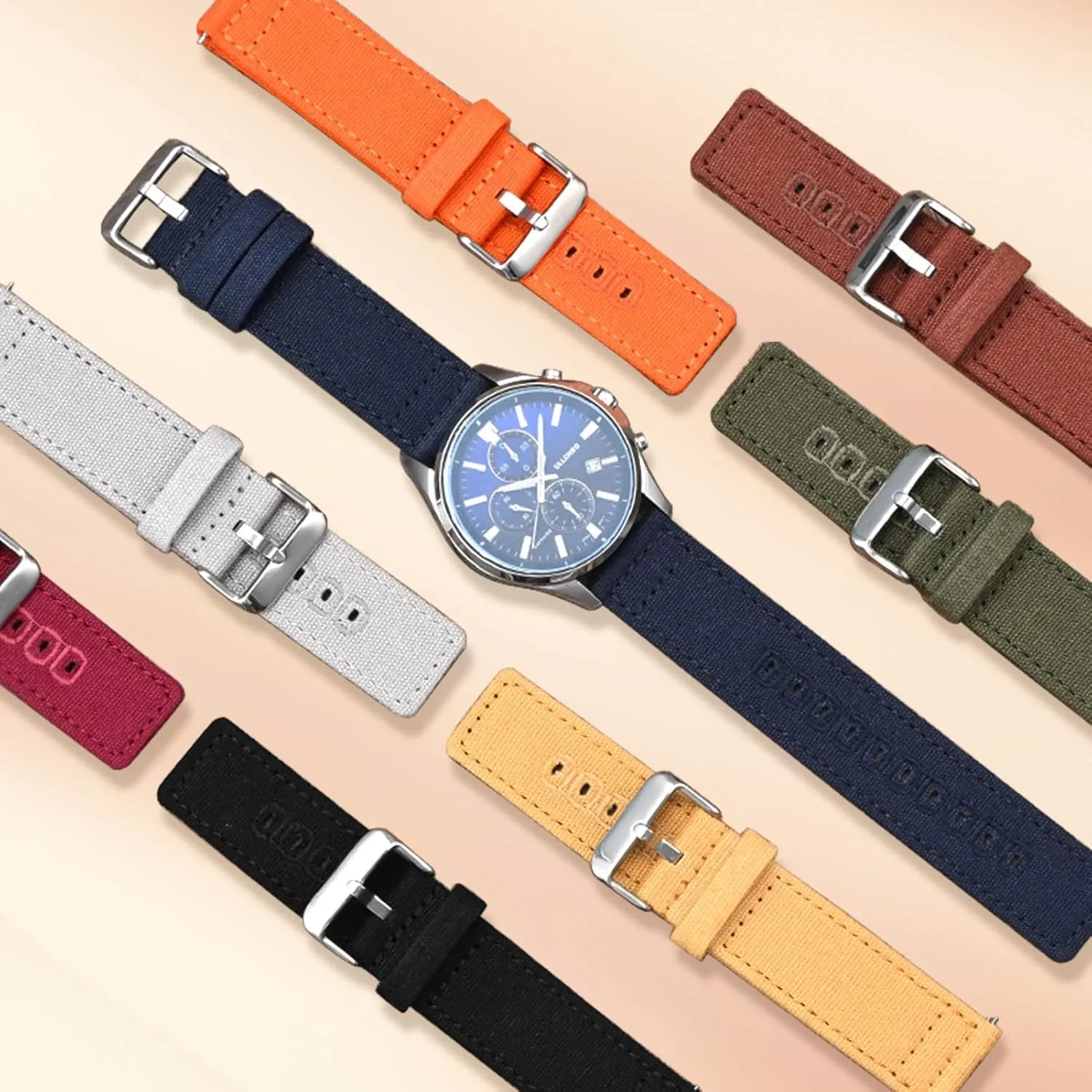 ULLCHRO Canvas Watch Band Straps - Quick Release - Replacement Bands for Men Women - Wristbands Bracelet for Watch - Choice of 18mm 19mm 20mm 22mm 24mm