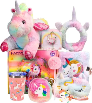 Unicorn Gift Girls Kids Toys 6 7 8 9 10 Years Old with Unicorn Glow Plush Animal Diary with Lock Headband Eye Mask Water Bottle Girls Party Birthday Christmas Unicorn Toy