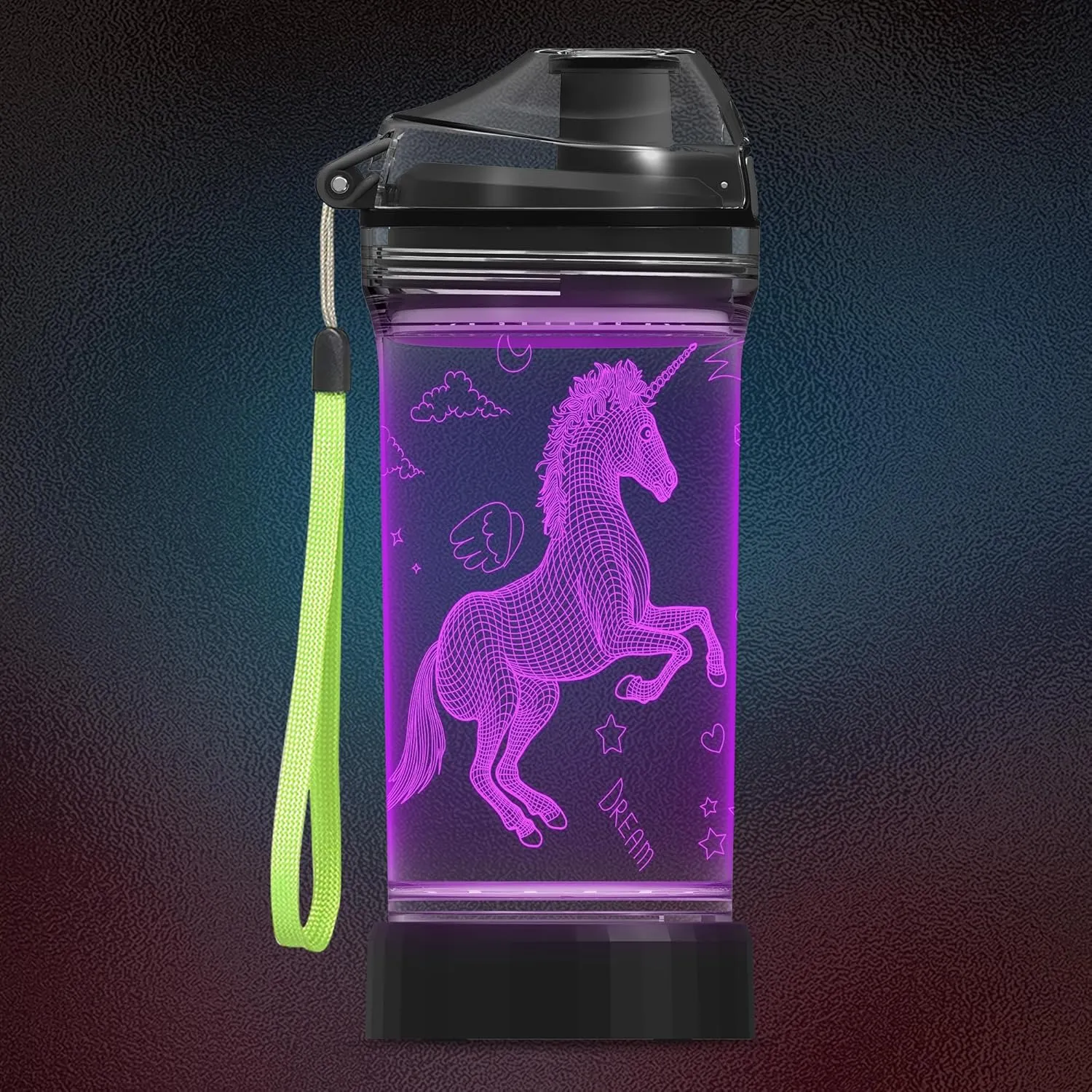 Unicorn Gifts for Girls, Light Up 3D Unicorn Water Bottle, 14oz Tritan BPA Free - Kids Drinking Cup - Christmas Holiday