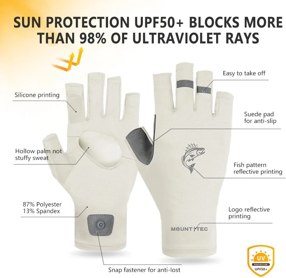 Unisex UV Protective Fingerless Gloves UPF 50  Sun Glove for Outdoor Fishing Cycling Hiking Driving Kayaking