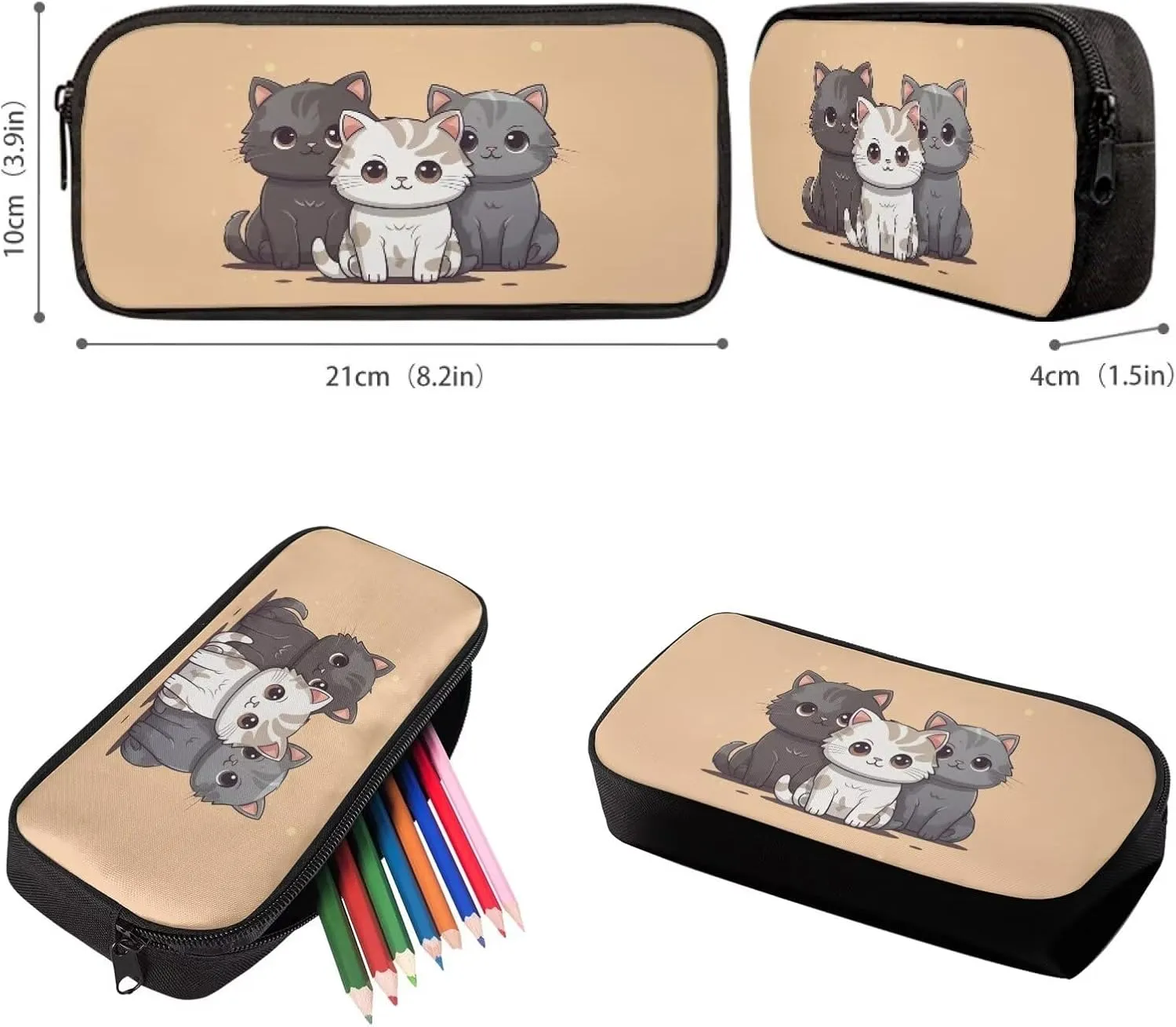 Upetstory Kawaii Cat Backpack for Girls with Lunch Box 3-5 6-8 10-12 Toddler School Bag for School Kindergarten Bookbag Pencil Case Water Bottle Sleeve Elementary Preschool Daypack 4pcs/set