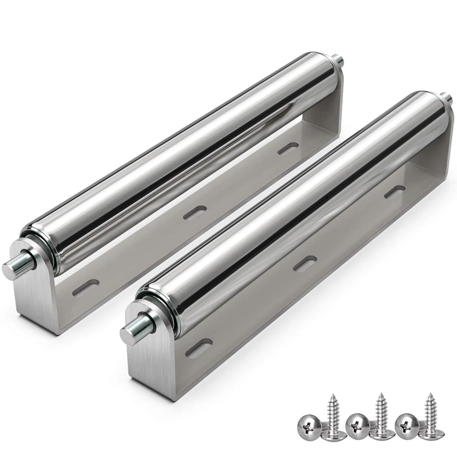 Upgrade 2025 1.5" Diameter Stainless Steel Roller with Bracket Set, 11.8" BF Length – 2 Pack Heavy Duty Stainless Steel Rollers for Boat Trailers, Kayaks, Coyote Fence, Conveyor or DIY Transport
