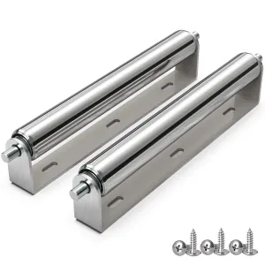 Upgrade 2025 1.5" Diameter Stainless Steel Roller with Bracket Set, 11.8" BF Length – 2 Pack Heavy Duty Stainless Steel Rollers for Boat Trailers, Kayaks, Coyote Fence, Conveyor or DIY Transport