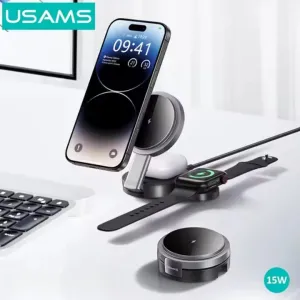 USAMS Multi-Functional Foldable MagSafe Wireless Charger
