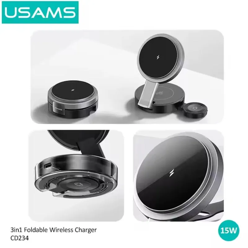 USAMS Multi-Functional Foldable MagSafe Wireless Charger