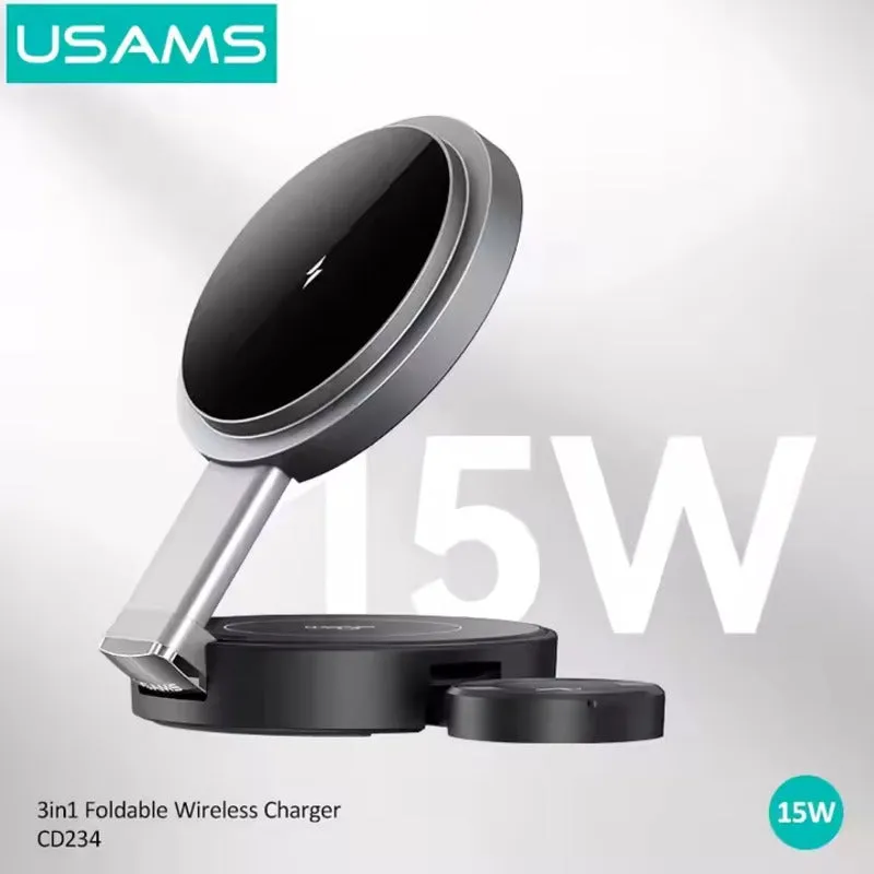 USAMS Multi-Functional Foldable MagSafe Wireless Charger