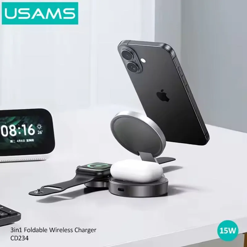 USAMS Multi-Functional Foldable MagSafe Wireless Charger